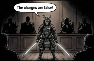 In the courtroom: "The charges are false!"