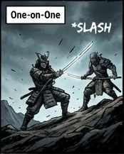 One-on-one. Slash.